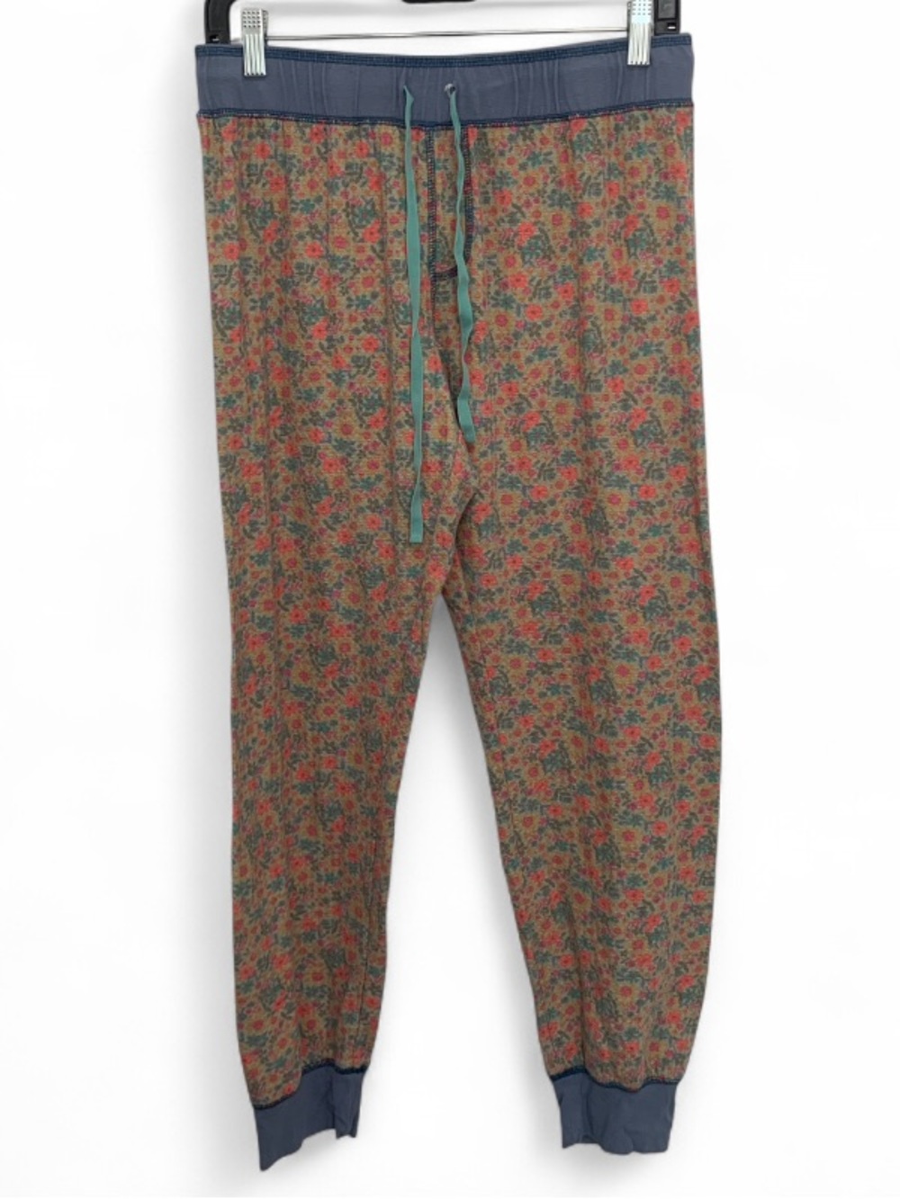 Natural Life Floral Waffle Knit Lounge Pants in Orange and Blue